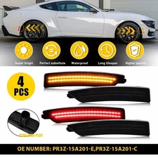 4Pcs/Set Front & Rear LED Side Marker Light Fit Ford Mustang 2024-2025 Amber Red
