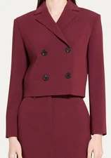 THEORY Admiral Double Breasted Crop Jacket Grenache Crepe Size 0 NEW w/TAGS $445