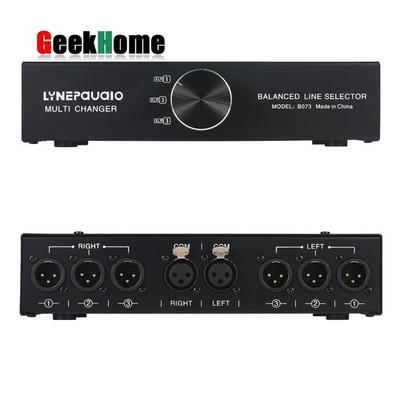 B073 1-IN 3-OUT Audio Switch Fully Balanced XLR Audio Source Signal Selector