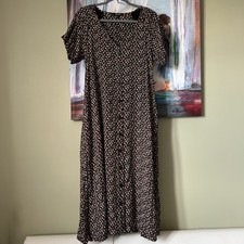 Madewell Sz S Midi Dress Brown Blue Button Down  EXCELLENT