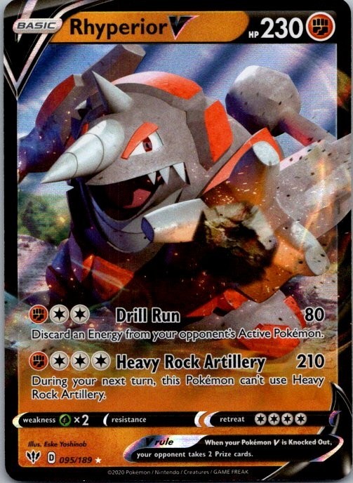 Pokémon Card Rhyperior V 095/189 Darkness Ablaze - Near Mint