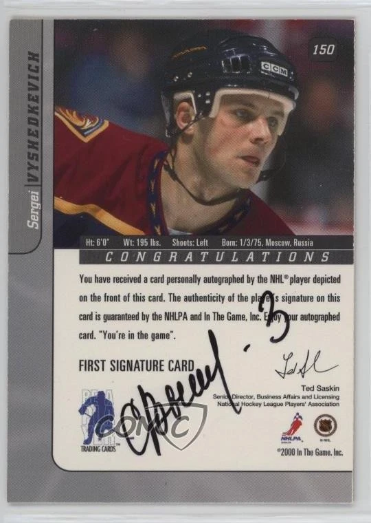 2000-01 ITG Be A Player Signature Series Sergei Vyshedkevich #150 Rookie Auto RC - Image 2 of 2