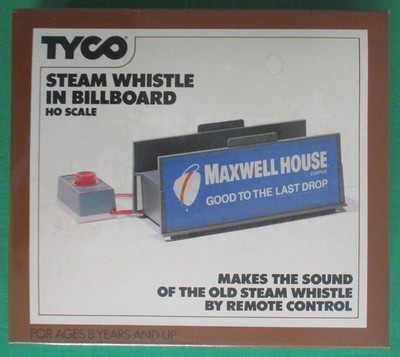 Tyco Steam Whistle Billboard Maxwell House Remote 934 HO Scale 1977 New Sealed