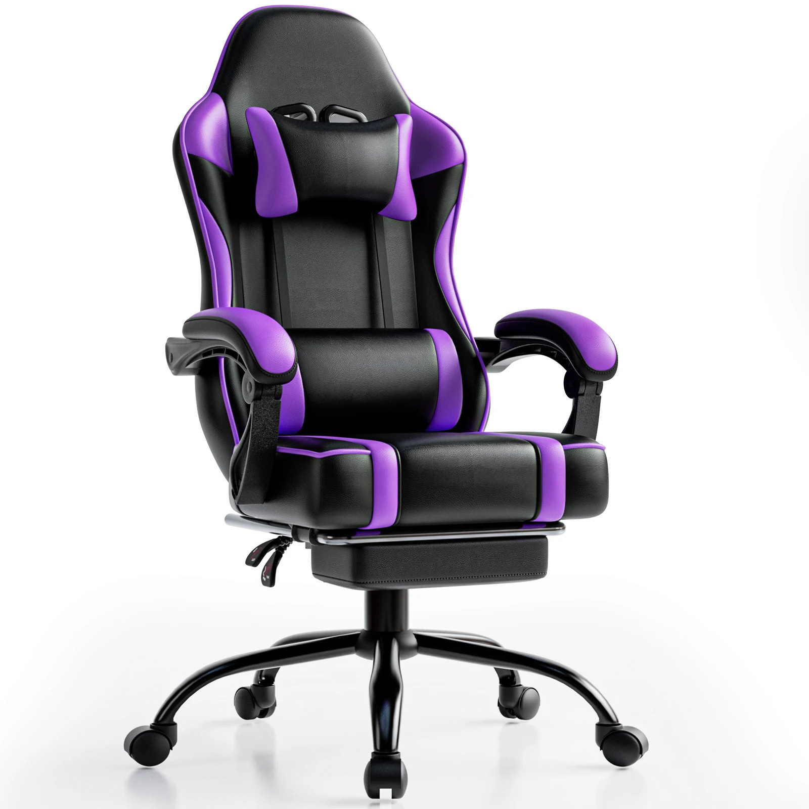 Gaming Chair with Footrest, PU Leather Video Game Chairs, Reclining Gamer Chair