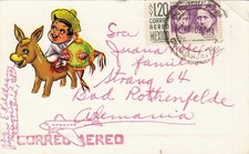 Weihnachtskarte aus MEXICO gel.1958 mit Marke ...
