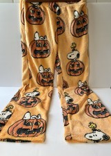 Peanuts Snoopy Great Pumpkin Orange Glow in the Dark Plush Pajama Pants Women XL