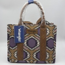Wrangler Aztec Purple Print Dual Sided Print Tote/Crossbody Bag NWT
