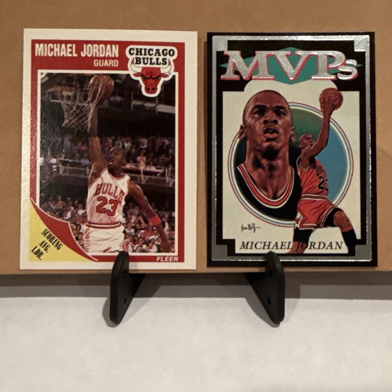 Michael Jordan 1989 Fleer #21 & 1991 MVPs magazine prototype. 2 card lot