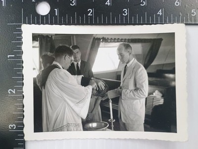 Religious Ceremony Snapshot Photograph 1960s Baptism Clergyman Found Photo