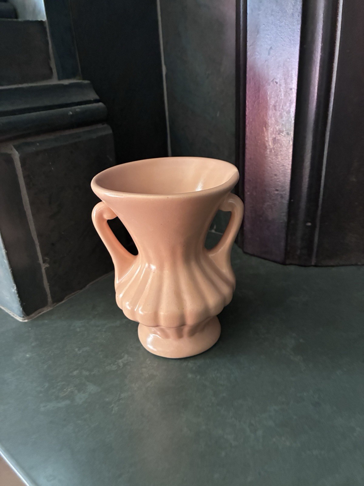 Mc Coy Matte Blush Pink Double Handled  1940s Vintage Collectible Flower Vase