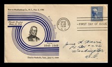 FIRST DAY COVER JAMES K POLK 11TH PRESIDENT POSTMARKED SEPTEMBER 8 1938