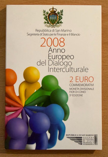 2 Euro Münze San Marino 2008 Interkultureller Dialog Coincard