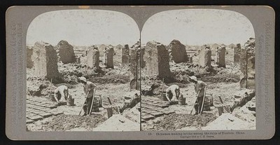 Photo:Tientsin China 1902 Brick Making in Ruins Chinese Workers