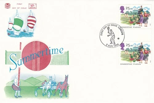 Summertime GUTTER PAIR GB RM FDC [Tennis] London 1994 (151517)