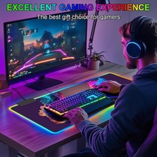 RGB Gaming Mouse Pad, Large Mousepad with LED Light 13 Light Modes Touch Cont...