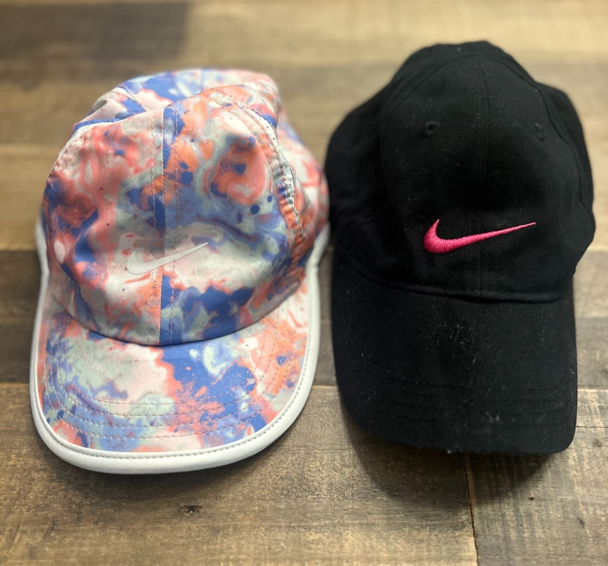 Baby Girl Toddler Nike Hat Lot of 2 Cap Pink Blue White 4-6X Just Do It Dri-FIT