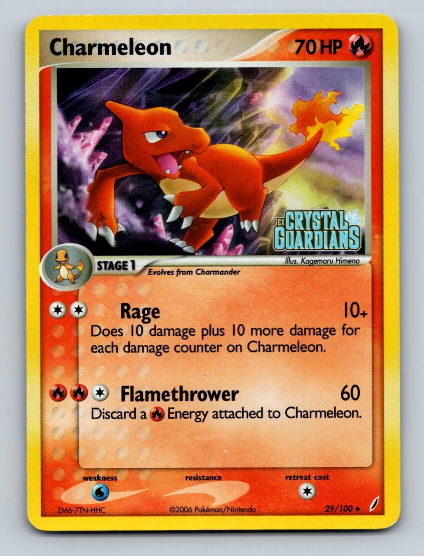 Charmeleon Reverse Holo Uncommon Crystal Guardians Stamped 29/100 NM Pokemon TCG