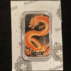 Color Lucky Dragon Bar - Huǒyàn Silver Bar 1 Troy Oz .999 Fine Art Bar #1228