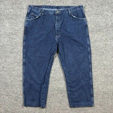 Wrangler Mens Straight Leg Jeans Size 42x30 Blue Denim 100 Cotton High Rise
