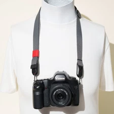 CAM-IN Short Camera Strap Grey Cotton modded 32–44” w/Peak Design Anchors