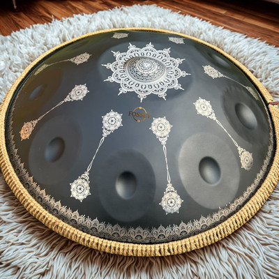 Schwarze Yantra Handpan, D Kurd, 432Hz, 22'' Edelstahl - kostenlose Intl Lieferung