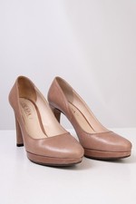 Prada Luxury Women's Taupe Leather Pumps Shoes Size 37 Made in Italy