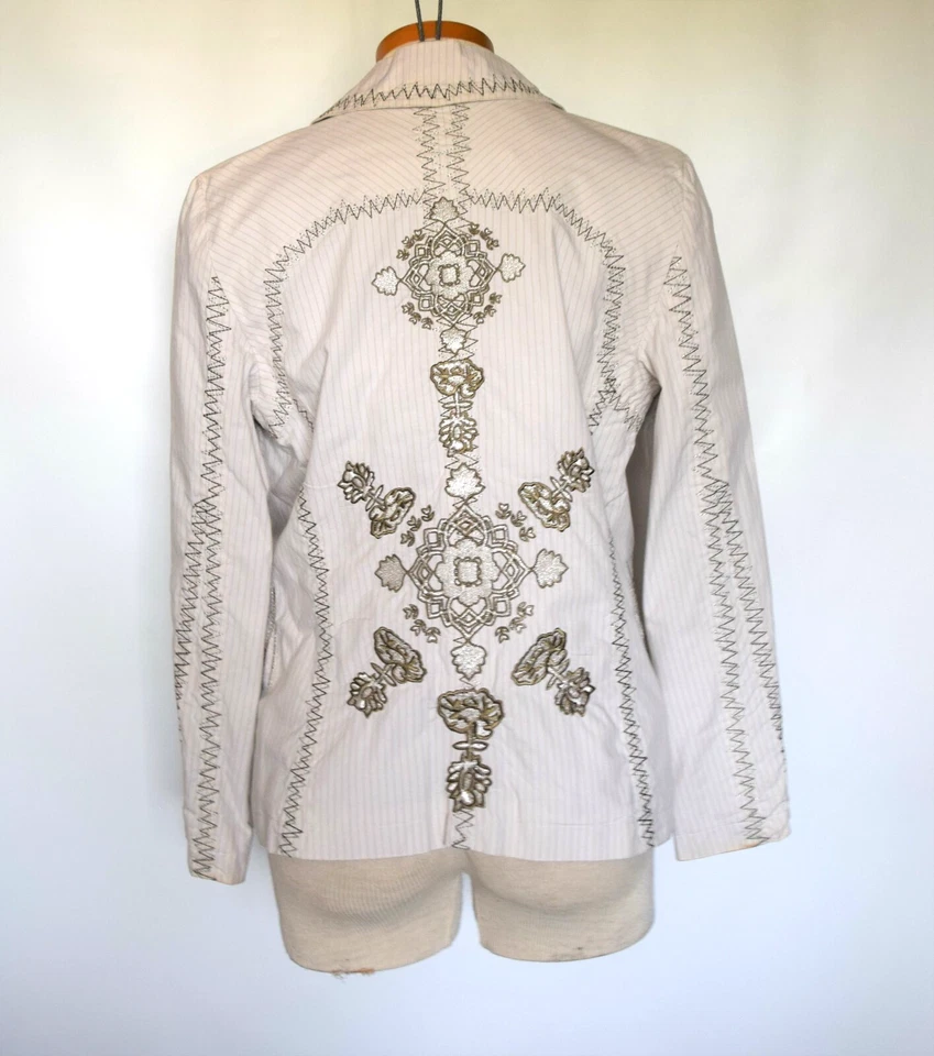 CHAQUETA BLAZER ROXANA BORDADA 100% ALGODÓN TALLER 3J Estilo 5042T Talla M Foto 2 de 4