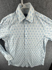 Kenzo Geometric 15.5 Homme Cotton Blue Mens Button Up Long Sleeve Shirt Spread