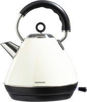 Daewoo Kettle 1.7 Liters 3000W Cordless Stainless Steel Cream Pyramid Kettle