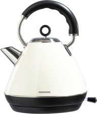 Image of Daewoo Kettle 1.7 Liters 3000W Cordless Stainless Steel Cream Pyramid Kettle