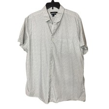 Marc Anthony White Black Patterned Casual Shirt - Size XXL