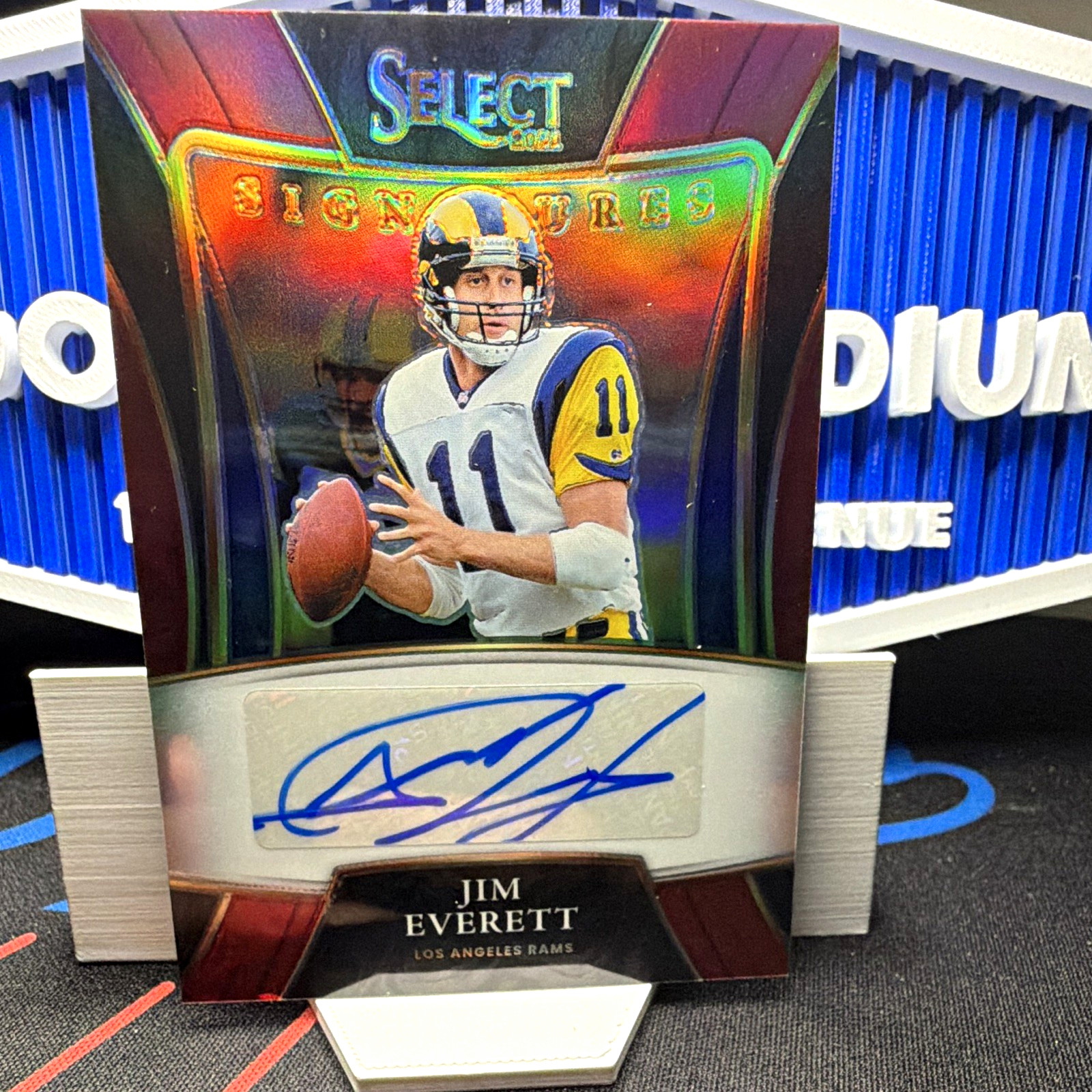 Panini 2021 Select Signatures Jim Everett Rams SSP-JEV Red Prizm Auto /75