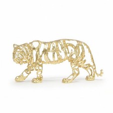 Tigerfigur Goldfarben Tigerskulptur Modern f&uuml;r B&uuml;cherregal, Sammler