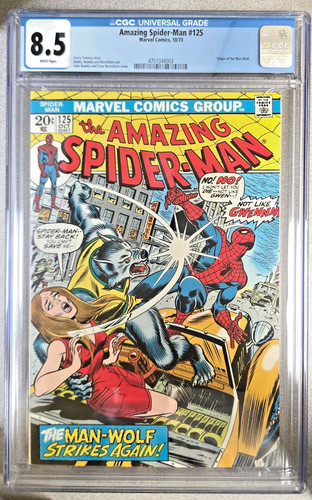AMAZING SPIDER-MAN #125 - OCTOBER 1973 - CGC 8.5 VERY FINE+ - "MAN-WOLF" ORIGIN