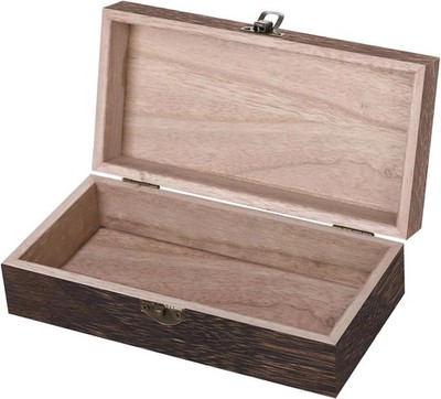 Vintage Wooden Storage Box with Lid Rectangular Solid Wood Keepsake Organizer