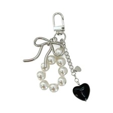 Lovely Bowknot Heart Pearls Keychain Hangings Decoration Keyring Ornament