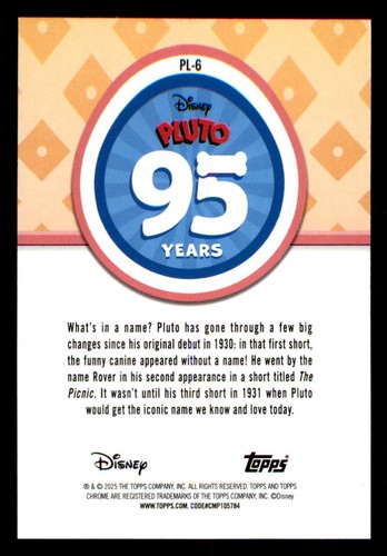 2025 Topps Chrome Disney Pluto 95 Years #PL-6 - Bild 2 von 2