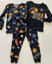 Tommy Bahama Size 2T Boys 3-Piece Pajama Set Planet Outerspace Glow In Dark NWOT