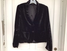 Theory Women s Black Velvet 2 Button, 2 Pocket, Crushed Velvet Blazer Size 2.