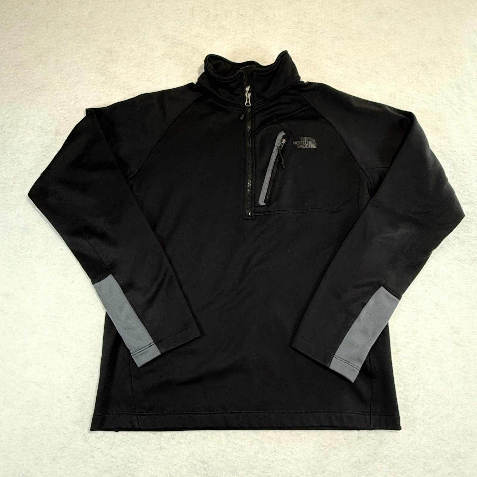 The North Face Mens Fleece Jacket Black Waist Length Half Zip Pullover M