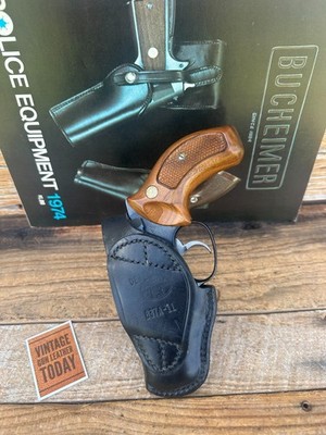BUCHEIMER DETECTIVE 37A-22 ホルスター。 Vintage Bucheimer Black Leather OWB Holster Detective For Mod 36
