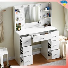Vanity Set with 10 LED Lighted Mirror Makeup Dressing Table Dresser Desk