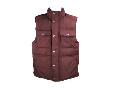 Goodfellow Co Men's Midweight Burgundy Puffer Jacket Vest w