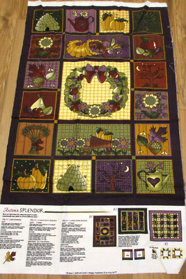 Felt Fabric Panel Nancy Smith  Lynda Milligan Autumn Splendor Qilt blocks 24x34