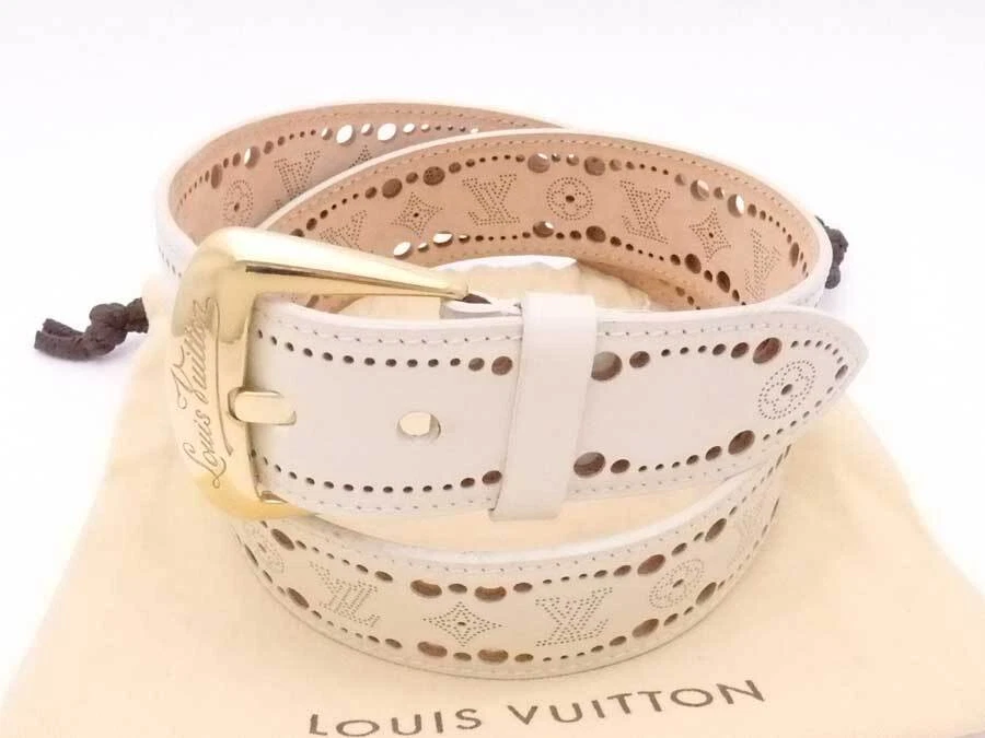 white leather louis vuittons belt