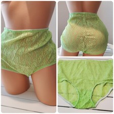 Teri Lingerie Brief Panty Floral Lace Full Cut 9/2XL GREEN Citron 308