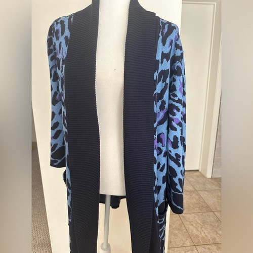 Issac Mizrahi live animal print cardigan L