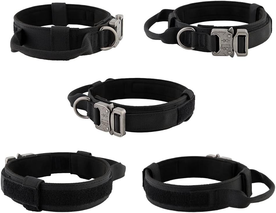 Collar táctico para perro militar con mango grueso de plomo ajustable entrenamiento fuerte