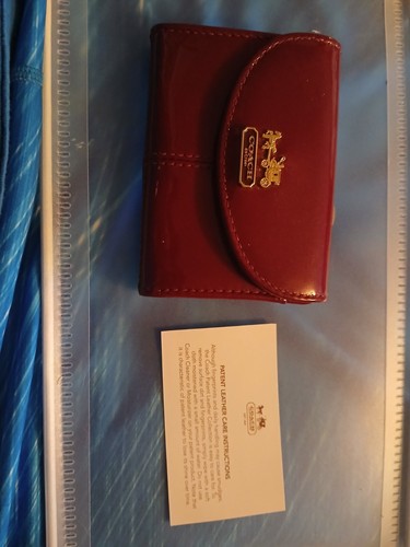 Coach Deep Red Leather Madison Flap Snap Coin ID Card Wallet