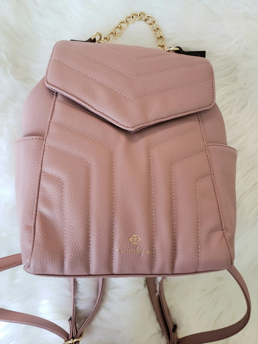 Nanette Lepore Pink Backpack Dusty Rose NWT Quilted Chic Handbag Chain Purse